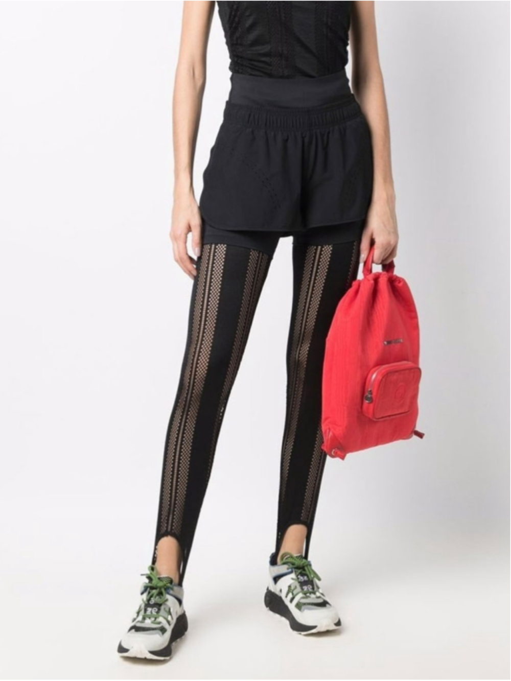 GANNI | Mesh-Panelled Stirrup Leggings In Black - Picture 14 of 14